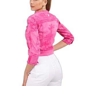 GUESS Hollywood Pop Rose Bella Jacket frayed hem women’s size small cropped NWT